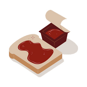 Ilustração da geleia com polpa de frutas manipulada para facilitar a suplementação.