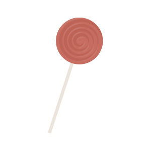 Ilustração de pirulito manipulado por farmácia de manipulação, formulado com palatinose e corante natural.